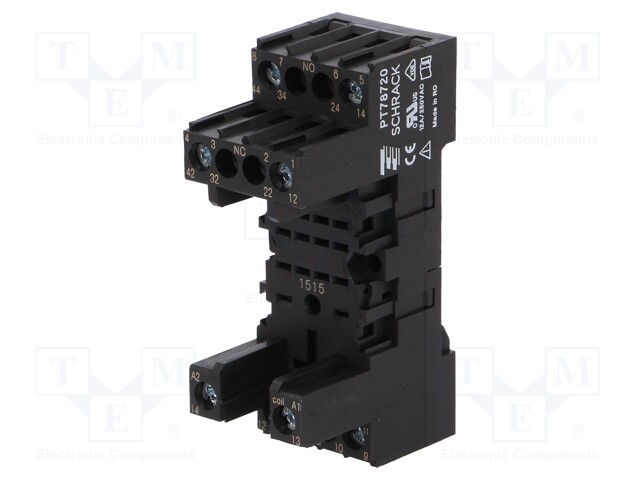 Socket; PIN: 8; 12A; 250VAC; Mounting: DIN; Leads: screw terminals