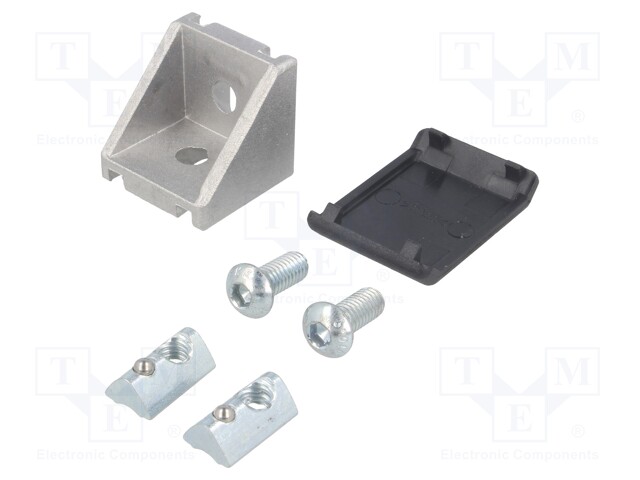 Angle bracket; for profiles; Width of the groove: 6mm; W: 28mm