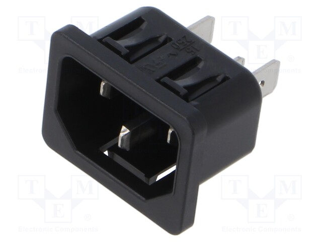 Connector: AC supply; socket; male; 10A; 250VAC; IEC 60320; C14 (E)