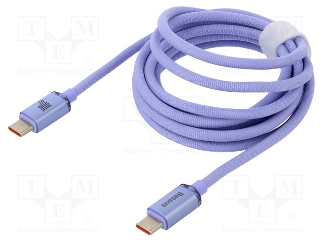 Cable; USB 2.0; USB A socket,USB C plug; 2m; violet; 100W