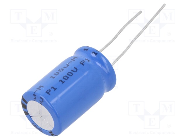 Capacitor: electrolytic; 100uF; 100VDC; Ø12.5x20mm; ±20%; -40÷85°C