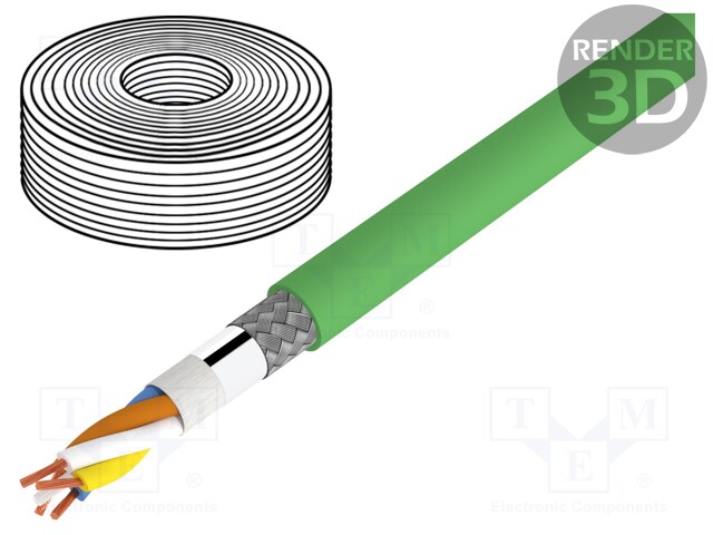 Wire: data transmission; chainflex® CF898; 4x0,34mm2; PUR; green