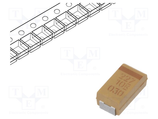 Capacitor: tantalum; 220uF; 10VDC; SMD; Case: C; 2312; ±10%