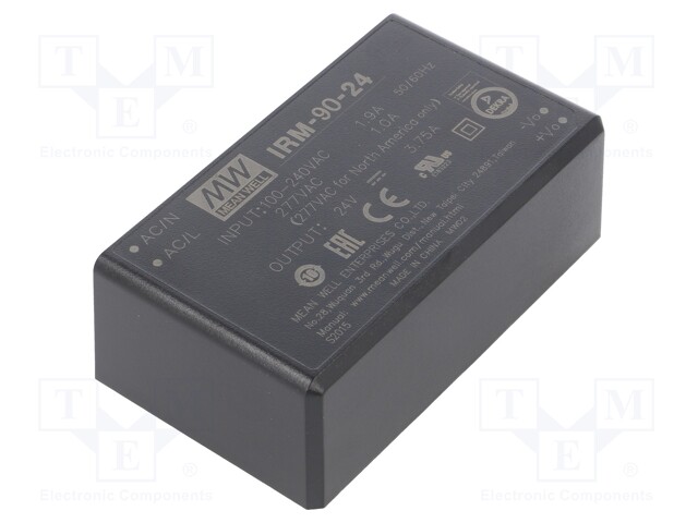 Power supply: switched-mode; modular; 90W; 24VDC; 87x52x29.5mm