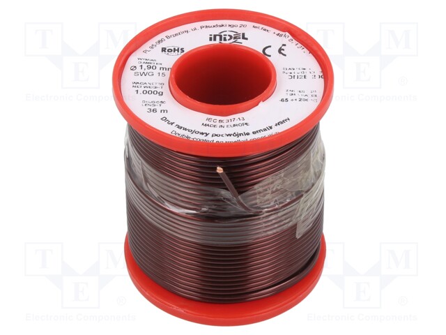 Coil wire; double coated enamelled; 1.9mm; 1kg; -65÷200°C