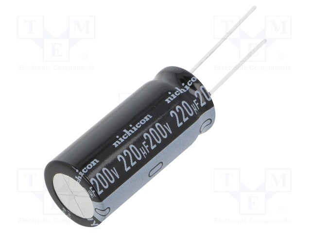 Capacitor: electrolytic; THT; 220uF; 200VDC; Ø16x35.5mm; ±20%