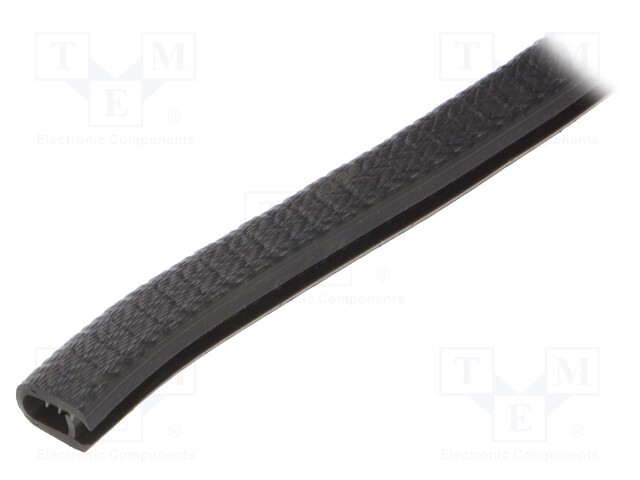 Hole and edge shield; PVC; L: 10m; black; H: 14.5mm; W: 10.5mm