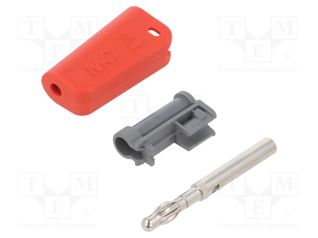 Plug; 4mm banana; 19A; 30VAC; 60VDC; red; nickel plated; 1mm2