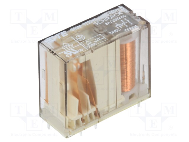 Relay: electromagnetic; SPDT; Ucoil: 24VDC; 6A/250VAC; 6A/30VDC; 6A