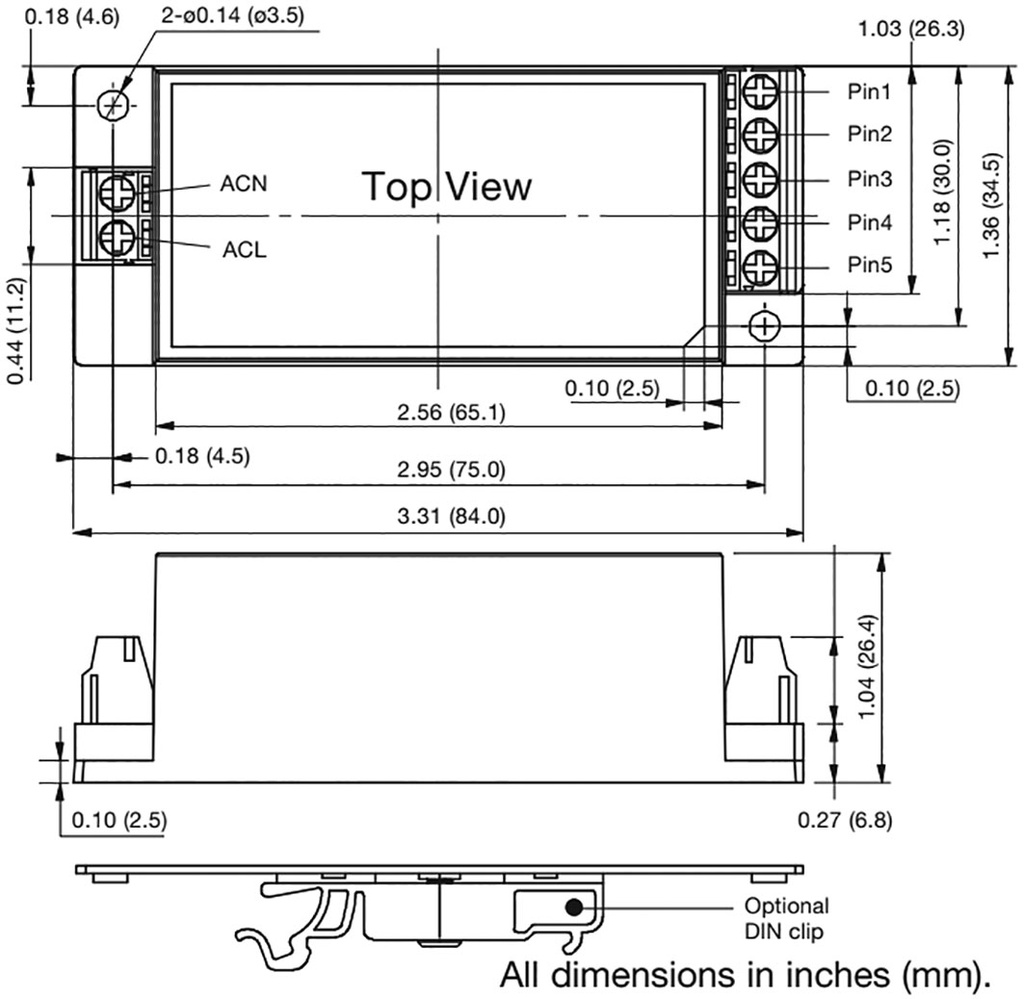 AC/DC Enclosed Power Supply (PSU), ITE, 2 Outputs, 7.8 W, 12 V, 650 mA, -12 V