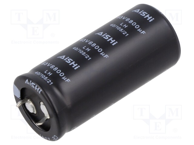 Capacitor: electrolytic; SNAP-IN; 6800uF; 63VDC; Ø22x25mm; ±20%