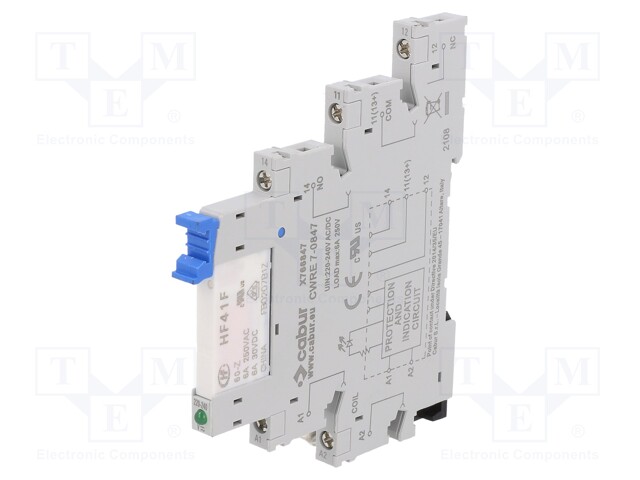 Relay: interface; SPDT; Ucoil: 230VAC; DIN; Leads: screw terminals