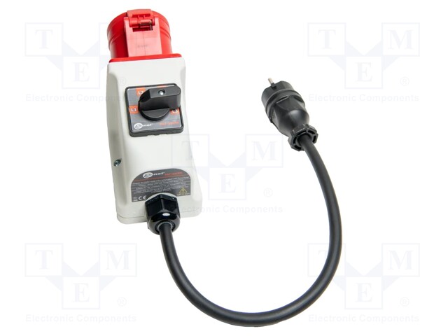 Adapter for three phase sockets; 32A; EU plug; 265V; IP40