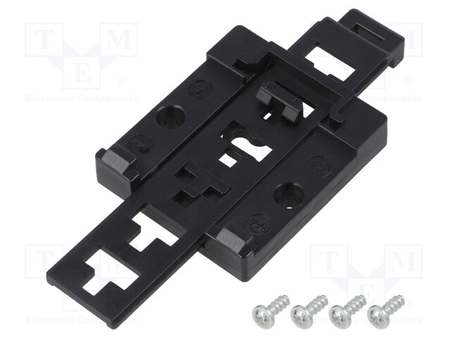 DIN rail mounting bracket; black; Kit: mounting screws