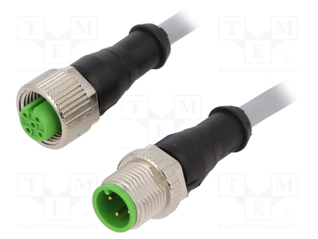 Connection lead; M12; PIN: 4; straight; 2m; plug; 30VAC; 4A; IP67