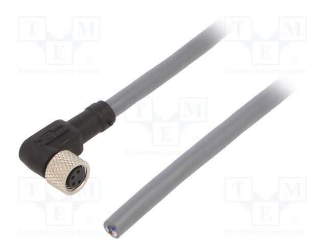 Connection lead; M8; PIN: 4; angled; 5m; plug; -25÷80°C; IP67; female