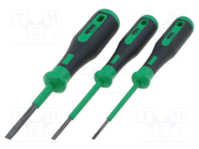 Screwdrivers; Pcs: 3; Package: cardboard packaging; Bit: slot