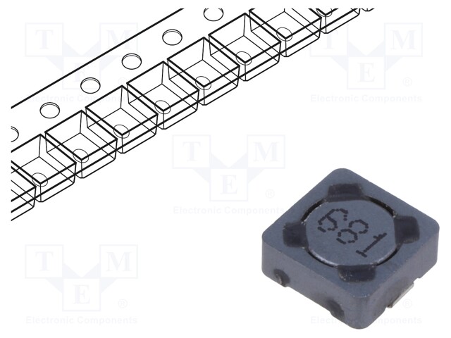 Inductor: wire; SMD; 670uH; 190mA; 5.73Ω; 7.3x7.3x3.4mm; ±20%