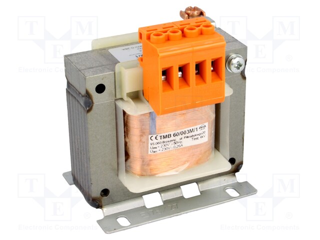 Transformer: mains; 60VA; 230VAC; 230V; Leads: terminal block; 1kg