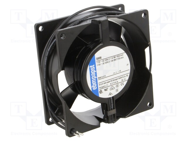 Fan: AC; axial; 115VAC; 92.5x92.5x38mm; 60m3/h; 29dBA; ball bearing