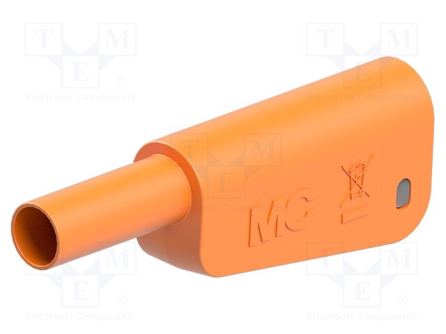 4mm banana; 19A; 1kV; orange; insulated,with 4mm axial socket