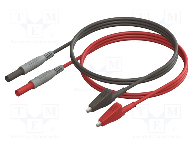 Test leads; Len: 0.3m; insulated; banana plug 4mm,aligator clip