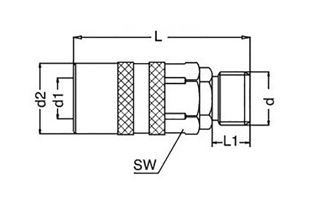 Quick connection coupling; straight; 10bar; Mat: brass; Seal: FPM