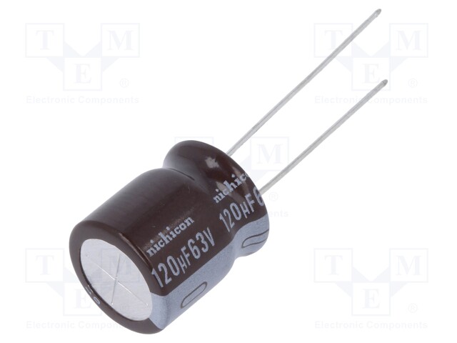 Capacitor: electrolytic; low impedance; THT; 120uF; 63VDC; ±20%