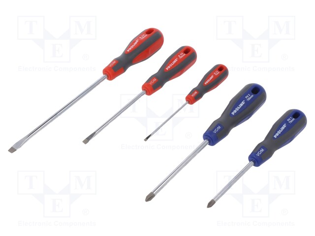 Screwdrivers; Pcs: 5; Bit: Phillips,slot