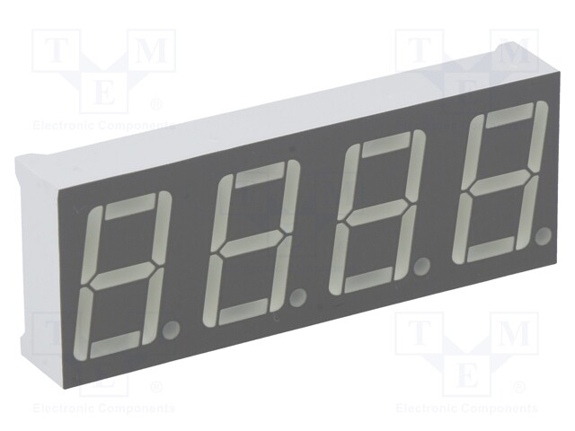 Display: LED; 7-segment; 14mm; 0.56"; No.char: 4; red; 7÷8mcd; anode