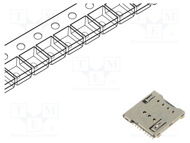 Connector: for cards; Micro SIM; push-push; SMT; gold flash; PIN: 8