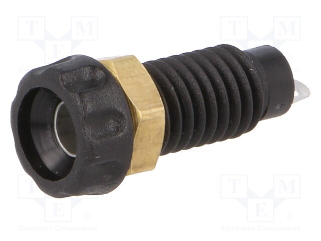 Socket; 4mm banana; 10A; 60VDC; 23mm; black; nickel plated