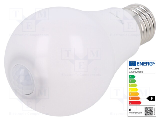 LED lamp; neutral white; E27; 230VAC; 806lm; 8W; 280°; 4000K