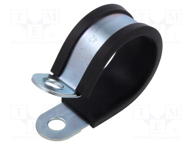 Fixing clamp; ØBundle : 42mm; W: 25mm; steel; Cover material: EPDM