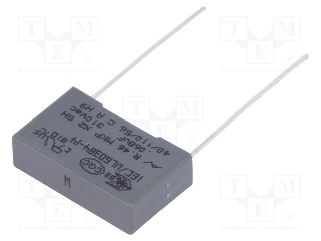 Capacitor: polypropylene; X2; 68nF; 15mm; ±20%; 18x5x11mm; 310VAC