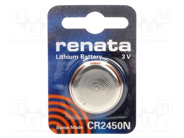 Battery: lithium; 3V; CR2450,coin; Batt.no: 1; Ø24x5mm; 540mAh