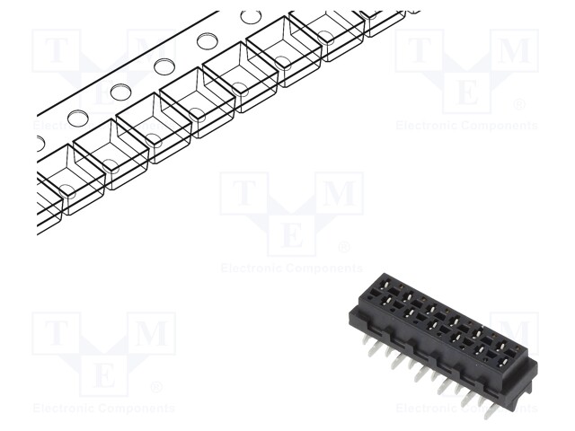 Socket; Micro-MaTch; female; PIN: 12; SMT; on PCBs; Layout: 2x6