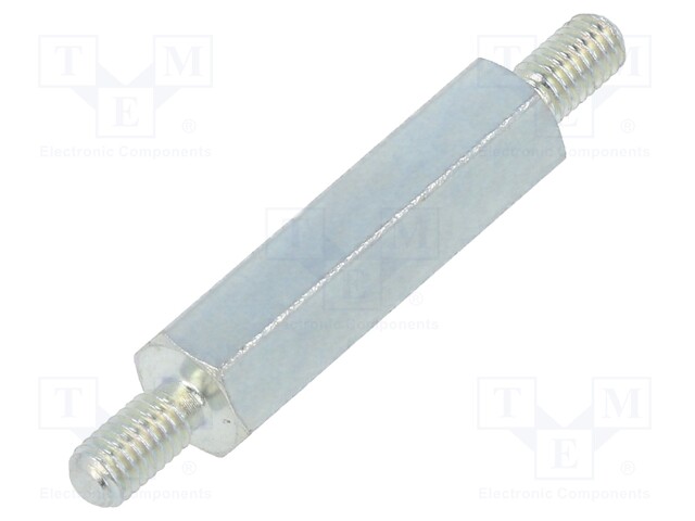 Screwed spacer sleeve; 20mm; Ext.thread: M3; hexagonal; steel