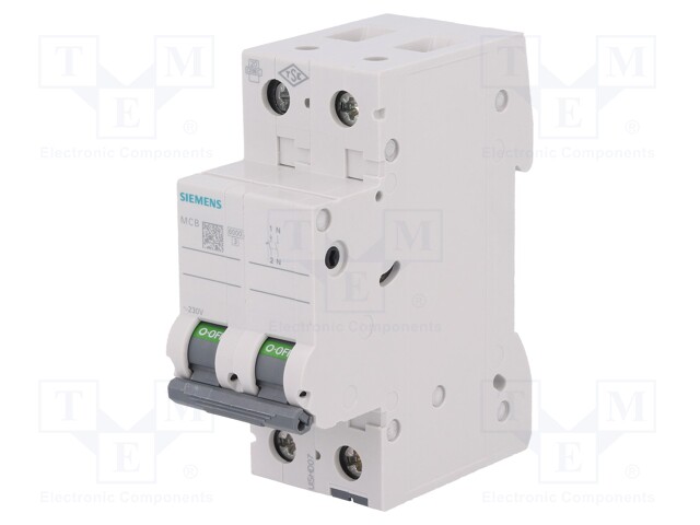 Circuit breaker; 400VAC; Inom: 2A; Poles: 1+N; DIN; Charact: C; 6kA