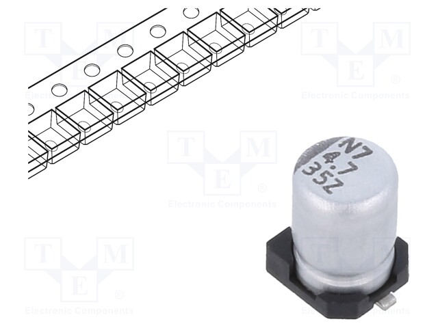 Capacitor: electrolytic; SMD; 4.7uF; 35VDC; Ø4x5.7mm; ±20%