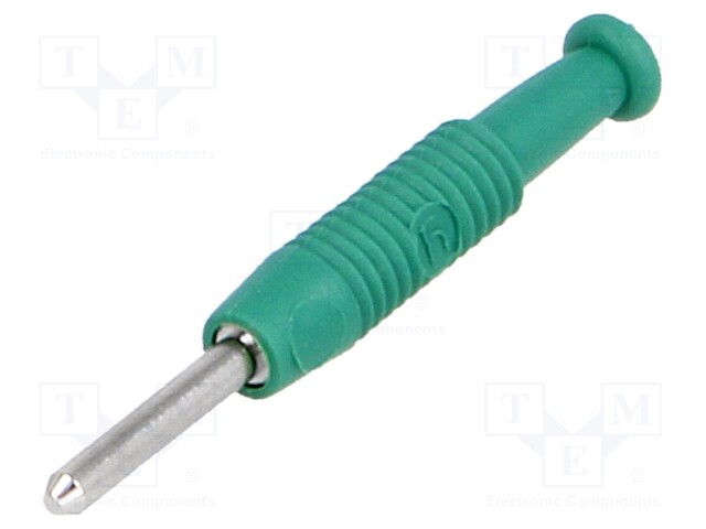 Plug; 2mm banana; 6A; 60VDC; green; Plating: nickel plated; Ø: 2.1mm