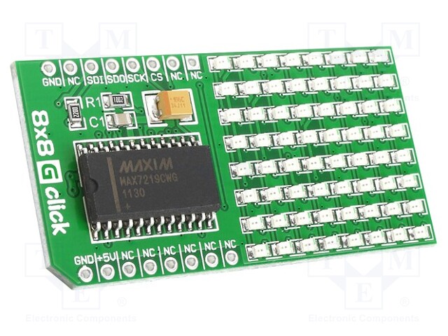 Click board; LED matrix; SPI; MAX7219; mikroBUS connector; 5VDC