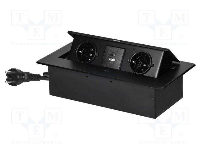 Plug socket strip: furniture; IP20; 3680W; black; 230VAC