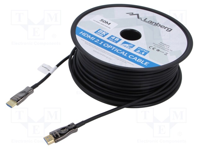 Cable; HDMI 2.1; HDMI plug,both sides; PVC; Len: 50m; black