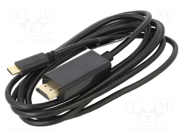 Adapter; HDMI 1.4,USB 3.1; HDMI plug,USB C plug; 2m; black