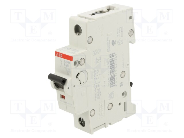 Circuit breaker; 230VAC; Inom: 20A; Poles: 1; DIN; Charact: B; 10kA