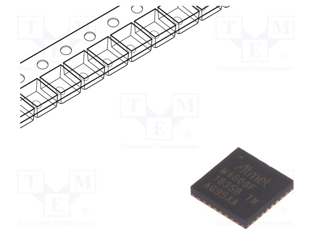 AVR microcontroller; EEPROM: 256B; SRAM: 6kB; Flash: 48kB; QFN32