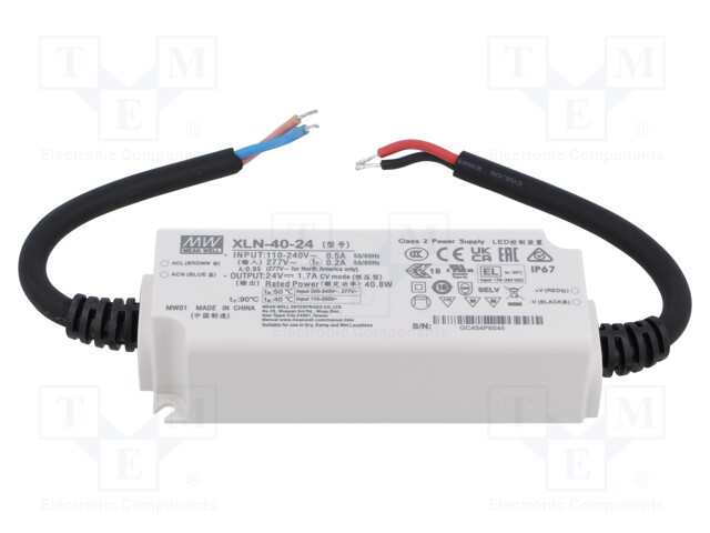 Power supply: switching; LED; 40W; IP67; XLN-40; -25÷90°C; OUT: 1