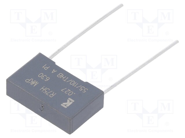 DC Film Capacitor, 0.027 µF, 630 V, Metallized PP, ± 5%, R75H Series, Radial Box