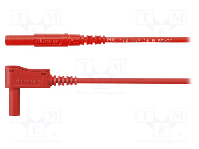 Test lead; 16A; shrouded; Len: 1.5m; red; Cond.cross sec: 1mm2